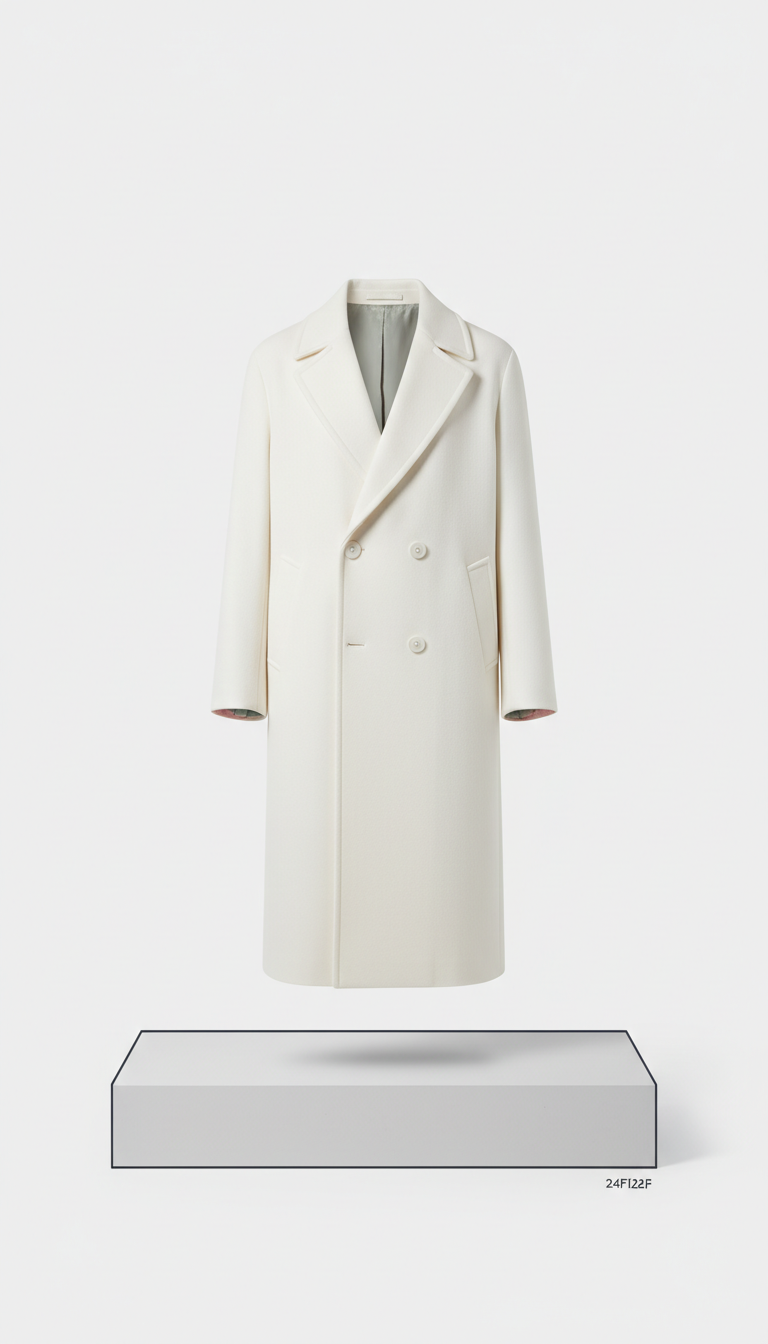 Double-Breasted Overcoat in Cloud White